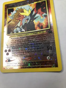 Entei #34 Pokemon Card Black Star Movie Promo Reverse Holo 2001 Multi Swirl!! - Image 5