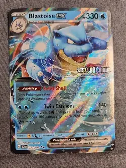 Pokemon TCG Blastoise ex Double Rare Holo Stellar Crown Stamped Promo 030/142 - Image 1