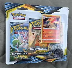 Pokemon TCG Unbroken Bonds 3 Pack Blister (Typhlosion) New Sealed Charizard Pack - Image 1