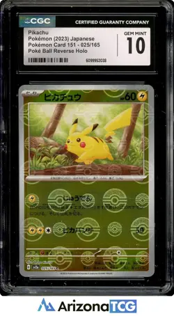 Pokemon 2023 Pikachu 025/165 Poke Ball Reverse Holo 151 Japanese GEM MT CGC 10 - Image 1