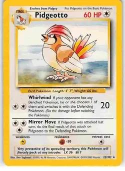 Pidgeotto 22/102 Rare Base Set Pokemon MP - Image 1