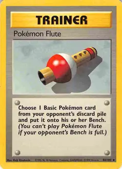 Pokemon Flute 86/102 Uncommon Base Set Pokemon MP - Image 1