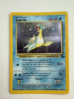 Pokemon TCG Lapras Fossil Set 10/62 Holo Rare 1999 WotC Vintage LP - Image 1