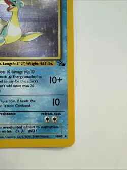 Pokemon TCG Lapras Fossil Set 10/62 Holo Rare 1999 WotC Vintage LP - Image 4