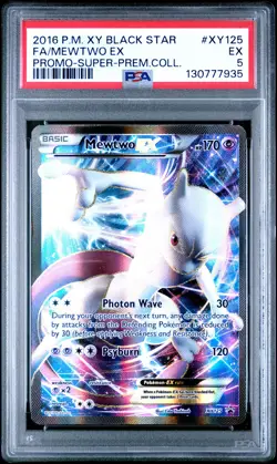 2016 POKEMON XY BLACK STAR PROMO SUPER-PREM COLL #XY125 FULL ART/MEWTWO EX PSA 5 - Image 1