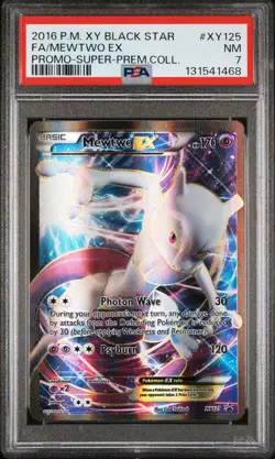 2016 POKEMON XY BLACK STAR PROMO SUPER-PREM COLL #XY125 FULL ART/MEWTWO EX PSA 7 - Image 1