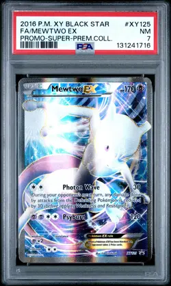 2016 POKEMON XY BLACK STAR PROMO SUPER-PREM COLL #XY125 FULL ART/MEWTWO EX PSA 7 - Image 1