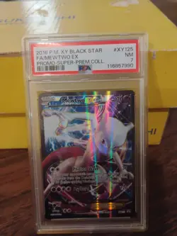 2016 POKEMON XY BLACK STAR PROMO SUPER-PREM COLL #XY125 FULL ART/MEWTWO EX PSA 7 - Image 2