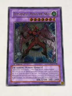 Yugioh EURO Elemental Hero Air Neos STON-EN034 Ultimate Rare 1st Edition MP - Image 1
