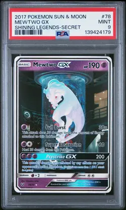 2017 POKEMON SUN & MOON SHINING LEGENDS SECRET #78 MEWTWO GX PSA 9 - Image 1