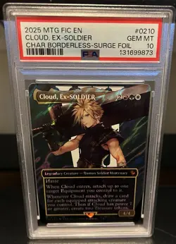 MTG PSA 10 Cloud, EX-Soldier Char Borderless Surge Foil 2025 #0210 FIC English - Image 1
