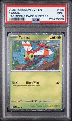 2025 POKEMON SVP PROMO JOURNEY TOGETHER SINGLE PACK BLISTER #185 YANMA PSA 9 - Image 1