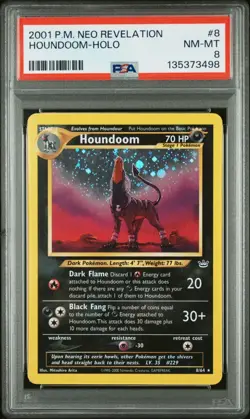 2001 Pokemon Neo Revelation Houndoom Holo Unlimited PSA 8 NM-MT WOTC - Image 1