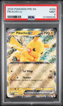 2025 POKEMON PRE EN-PRISMATIC EVOLUTIONS #028 PIKACHU EX PSA 9 - Image 1