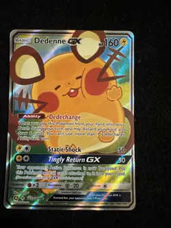 Pokemon TCG Dedenne GX Full Art Ultra Rare Holo Card 195/214 Unbroken Bonds - Image 1