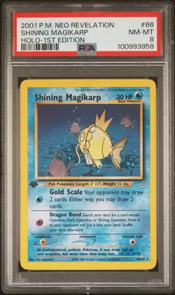 2001 Pokemon Shining Magikarp 1st Edition Neo Revelation 66/64 PSA 8 - Image 1