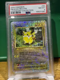 2002 POKEMON LEGENDARY COLLECTION #86 PIKACHU-REVERSE FOIL PSA 8 - Image 1