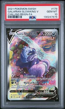 PSA 10 Galarian Slowking V 179/198 Pokemon SWSH Chilling Reign 2021 Full Art Alt - Image 1