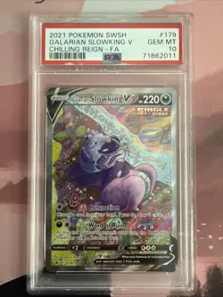 Pokemon Galarian Slowking V 179/198 Chilling Reign Full Alt Art Graded PSA 10 NM - Image 1