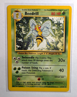 1999 Pokemon TCG Base Set Beedrill #17/102 Rare Unlimited Non-Holo Card MP - Image 1