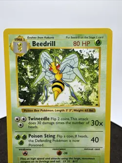 Pokemon TCG Beedrill Card 17/102 Rare Unlimited Shadowless 1999 Base Set - Image 2