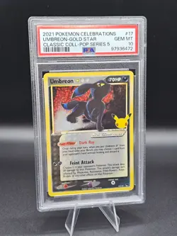 PSA 10 GEM MINT Umbreon Gold Star Celebrations Classic Holo Pokemon 17 - Image 1