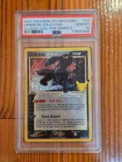 Pokemon Umbreon Gold Star Celebrations Classic POP Series 5 Holo #17 PSA 10 - Image 1