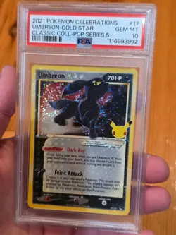Pokemon Umbreon Gold Star Celebrations Classic POP Series 5 Holo #17 PSA 10 - Image 3