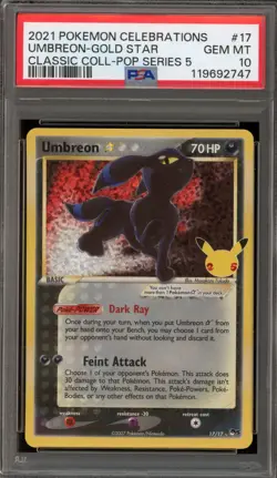 Pokemon Umbreon Gold Star Celebrations Classic Coll POP Series 5 Holo #17 PSA 10 - Image 1