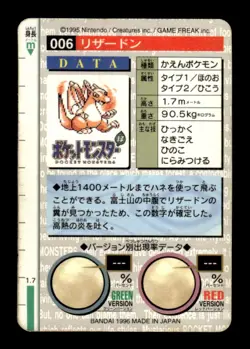 Charizard Prism NO. 006 Green Bandai Carddass Series 1-2 G Pokemon Japanese ~ MP - Image 2