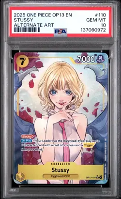 2025 ONE PIECE OP13 110 CARRYING ON HIS WILL STUSSY ALT ART PSA 10 GEM MINT - Image 1