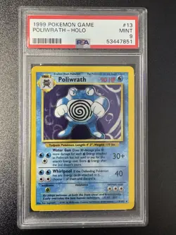 1999 Pokemon Game Poliwrath Holo #13 PSA 9 - Image 1