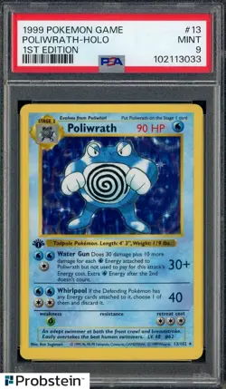 1999 Pokemon Game 1st Edition #13 Poliwrath Holo PSA 9 MINT - Image 1