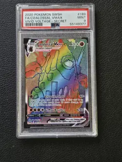 2020 POKEMON SWSH VIVID VOLTAGE SECRET FULL ART/COALOSSAL VMAX #189 PSA 9 - Image 1