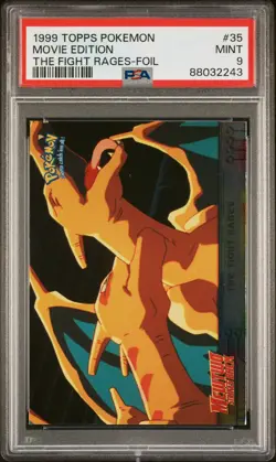 The Fight Rages Pokemon 1999 FOIL Topps Movie Edition #35 PSA 9 - Image 1