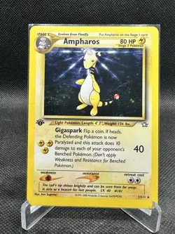 Ampharos 1/111 Neo Genesis Pokemon Card HOLO Rare 1st edition - LP+/NM- - Image 1