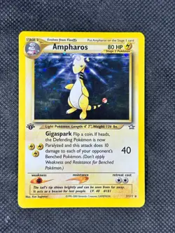 Ampharos 1/111 Neo Genesis Pokemon Card HOLO Rare 1st edition - LP+/NM- - Image 2