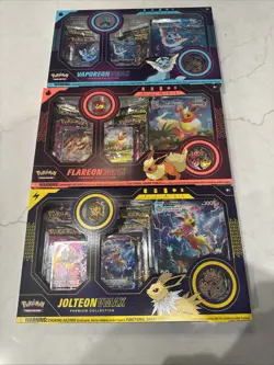 Pokemon Eeveelution Vmax Premium Collection Vaporeon Flareon Jolteon Set of 3 - Image 1