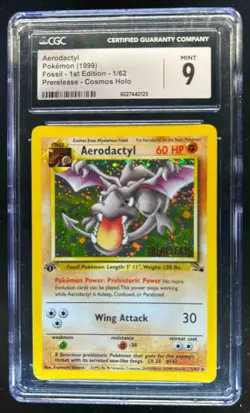 1999 Pokemon Fossil 1st Edition Aerodactyl #1/62 CGC 9 - Image 1