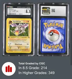 Aerodactyl 1/62 Fossil 1st Edition Holo Rare 1999 CGC 8.5 NM/MINT+ - Image 1