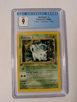 CGC 9 MINT Nidoran 1st Edition Jungle 57/64 Pokemon 1999 Non-Holo - Image 1