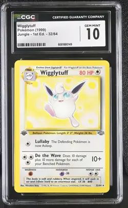 CGC 10 GEM MINT Wigglytuff 1999 Jungle 1st Edition 32/64 Pokemon Card - Image 1