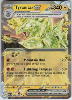 Pokemon Tyranitar ex Double Rare SV03: Obsidian Flames 066/197 NM - Image 1