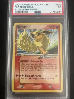 Pokemon TCG Flareon Card Power Keepers Gold Star, PSA 1 - Image 1