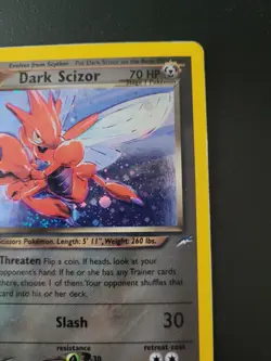 Pokemon Neo Destiny Dark Scizor Rare Holo 9/105 Unlimited MP Condition - Image 3