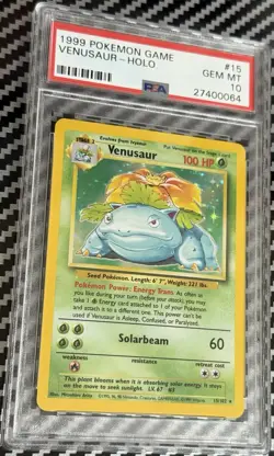 1999 Pokemon Game #15 Venusaur Holo PSA 10 Card GEM MINT Trusted Seller Base Set - Image 2
