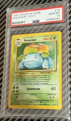 1999 Pokemon Game #15 Venusaur Holo PSA 10 Card GEM MINT Trusted Seller Base Set - Image 3
