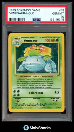 1999 POKEMON BASE SET #15/102 VENUSAUR HOLO GEM MINT PSA 10 - Image 1