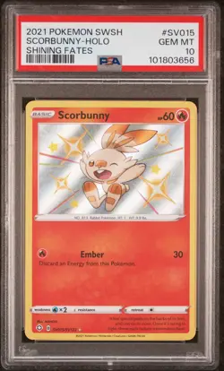 2021 POKEMON SWORD & SHIELD SHINING FATES #SV015 SCORBUNNY-HOLO PSA 10 - Image 1