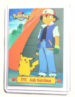 Topps Series 1 1999 TV Animation Ed ASH KETCHUM TV1 Pokemon Character Card - Image 1